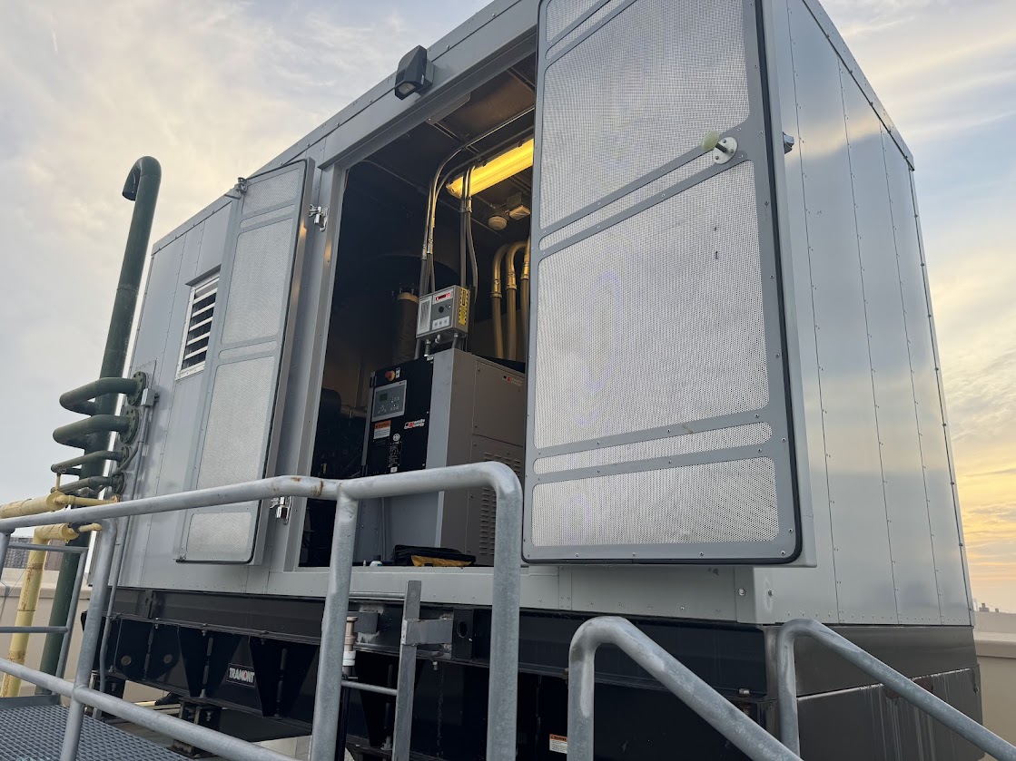 Rooftop generator enclosure maintenance